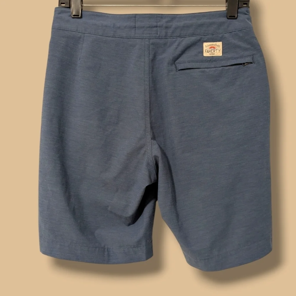 Faherty Blue Tailored Relaxed Straight Leg Drawstring All Day Shorts 9